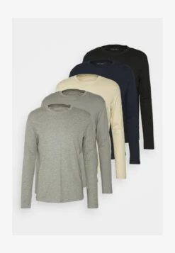 Pier One 5 PACK - Langarmshirt - Black/dark Blue/stone -Herrenbekleidungsgeschäft 1c25018ba4f641b38bf11faa7391875c