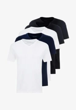 Pier One 5 PACK - T-Shirt Basic - White/blue/black -Herrenbekleidungsgeschäft 2819a515ceaa41a7b996144dea7390c3