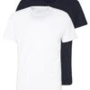Pier One 2 PACK - T-Shirt Basic - White/dark Blue -Herrenbekleidungsgeschäft c317d65fe9bd4dd2b5dfb2c9aa92192f